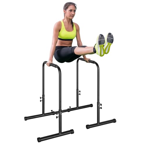 Adjustable Height Parallel Push Up Stand, Parallel Bar Station for Strength Training, Heavy Duty Steel Dip Stand Station, Home Gym Fitness Workout Dip bar Station,Tricep Dips,Pull-Ups,Push-Ups