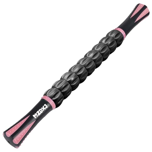 Muscle Roller Massage Roller Stick- Deep Tissue Fascia Blaster for Myofascial Pain Relief, Lymphatic Drainage & Body Sculpting, Handheld Physical Therapy & Recovery Tool (Pink black-18 inch) - color: Pink Black