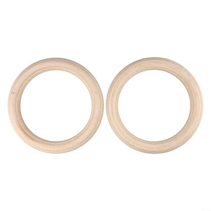 Birch Wood Gymnastics Rings Training Rings with Adjustable Straps for Home Gym Fitness Workout Cross Training Pull Up Strength Training Exercise Equipment 2 Pack(25mm 19cm)