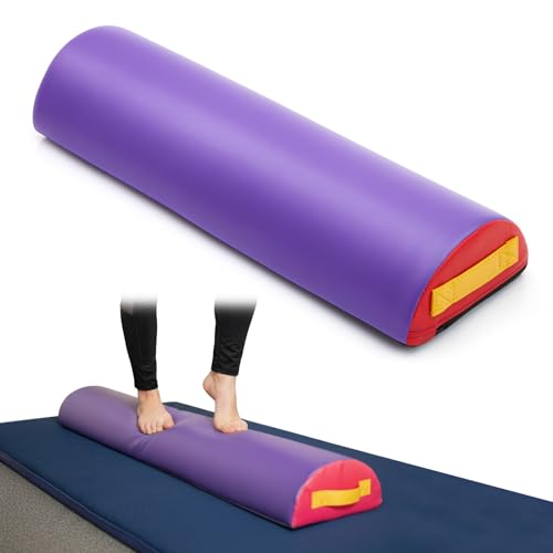Arrowbash 24 Inch Foam Roller Half Round Gymnastics Balance Beam with Hook-and-Loop Back with Carry Handles Vinyl Surface for Beginners Professional Gymnasts