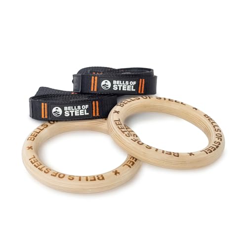 Bells of Steel Gymnastic Rings Wooden Calisthenics Pull Up, 440 lb Pair