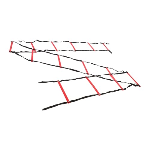 7M 14 Rung Fixed Agility Ladder for Speed Training, Soccer, Football and Fitness, Made of Durable PP Material, Lightweight and Easy to Install, Includes Training Angle for Com (Red)