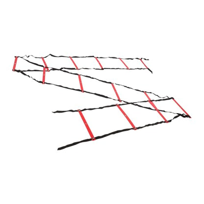 7M 14 Rung Fixed Agility Ladder for Speed Training, Soccer, Football and Fitness, Made of Durable PP Material, Lightweight and Easy to Install, Includes Training Angle for Com (Red)