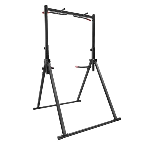 Pull up Bar Station Home Gym Free Standing Heavy Duty Power Tower 440lbs Multifunctional Foldable Pull up Dip Station for Core & Ab Training Adjustable Home Gym Strength Training Workout Equipment