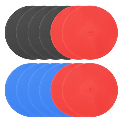 PATIKIL Spot Markers 9 Inch, 12 Pcs Non-Slip Floor Dots Agility Markers Flat Field Cones Poly Dots for Gym PE Speed Training Dance Soccer Basketball Sports, Red/Blue/Black