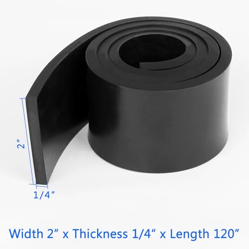 WochiTV Solid Rubber Strips, 2" Wide x 1/4" Thick x 120" Long Neoprene Rubber Sheets Rolls Perfect for DIY Gasket Material, Sealing, Liner, Shield, Padding, Mat - size: 2" W x 120" L, style: 1/4(.25") Thick