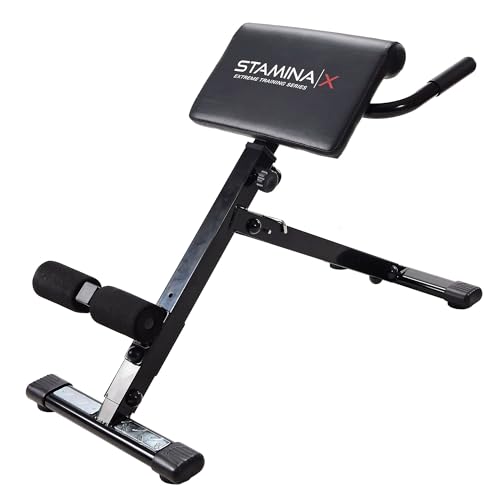 Stamina X Adjustable Ab, Back, and Core Strength Exercise, Sit-Up Fitness Hyperextension Weight Bench for At-Home Workouts