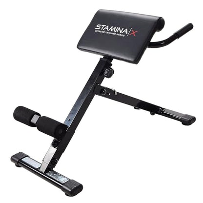 Stamina X Adjustable Ab, Back, and Core Strength Exercise, Sit-Up Fitness Hyperextension Weight Bench for At-Home Workouts