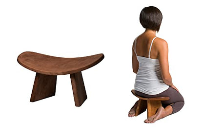 Meditation Bench IKUKO, Travel Yoga Stool, Walnut, Low Height - color: Dark Walnut, size: Low Height (6 inches)