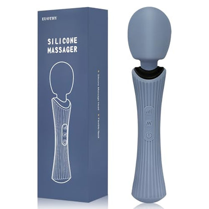 Handheld Personal Wand Massager with 12 Vibration Modes, 360° Flexible Neck, IPX7 Waterproof Cordless USB Rechargeable Quiet Therapy Tool for Body Neck Shoulder Back Muscle Relief, Blue