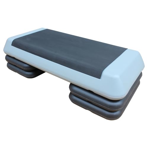 Aerobic Exercise Step Platform for Home Gym, 4 Stackable Risers -Adjustable Hight, Step Up Exercise Platform, Fitness Training Workout Stepper, Cardio Strength - color: Gray + 4 Risers