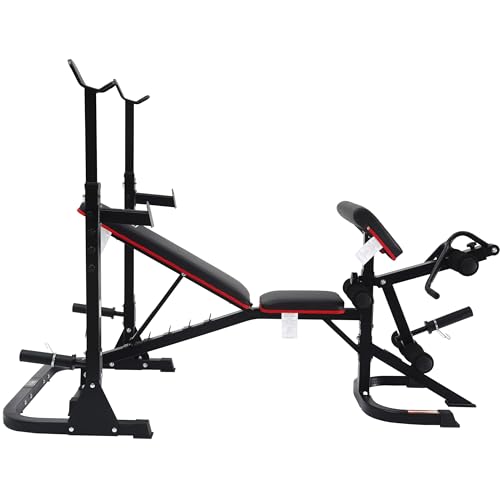 Fitvids Adjustable Weight Bench, Workout Bench for Home Gym, Adjustable Weight Bench Set Workout Machine with Leg Extension and Curl Machine