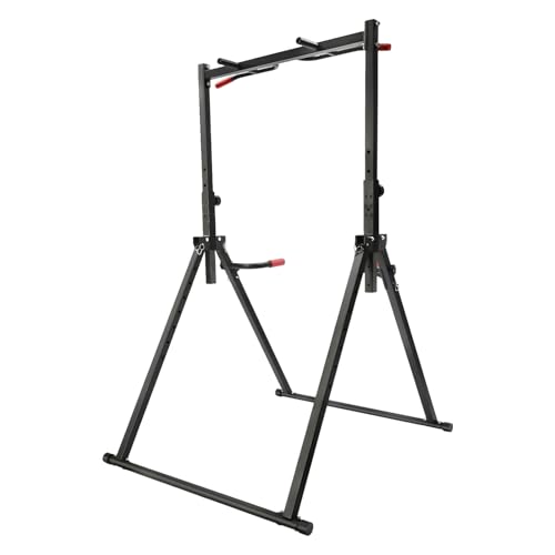 Freestanding Pull Up Bar, Adjustable Height Dip Station, Carbon Steel Power Tower, Parallel Bars, 440lbs Capacity, PVC Grip, Foldable, for Home Gym, Calisthenics, Strength Training