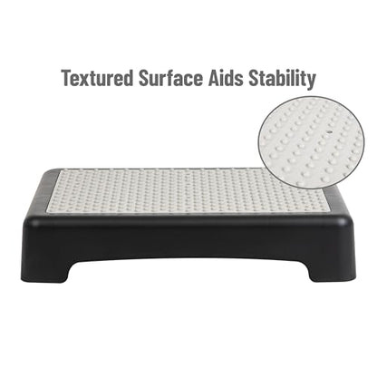 Mind Reader Platform Booster Step, Step Stool for Seniors, Indoor Outdoor, Riser, 17" L x 13" W x 3.5" H, Black and White