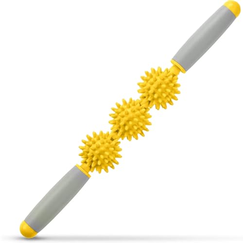Cellulite Massager, Fascia Blaster for Cellulite, Muscle Roller Stick Lymphatic Drainage Massager for Relif Body Sorness, Trigger Points, Sports Legs, Back Recovery, Luminous Yellow - color: Golden Yellow