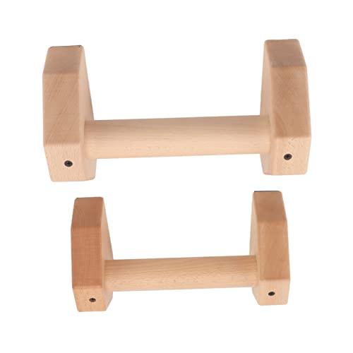 2pcs Wooden Push Up Handles, Anti Slip Pushup Bar for Floor, Beech Wood Parallettes with Silicone Pads for Calisthenics Handstand and Joint Friendly Workouts