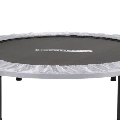 48-Inch Foldable Mini Trampoline Fitness Rebounder for Home Gym Workouts, White – with 5-Level Adjustable Handle, Heavy-Duty Steel Frame, Portable Design, and Supports up to 440 Pounds
