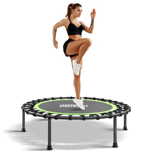 ONETWOFIT Mini Rebounder Trampoline for Adults with Bar, Adjustable Handle - color: Green