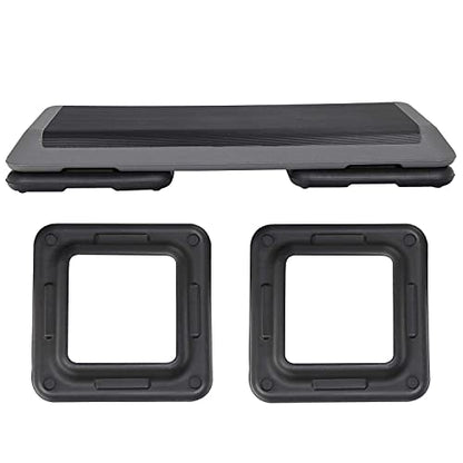 43-inch Aerobic Stepper Exercise Step Adjustable Workout Platform with 4 Training Riser - 4” 6” 8" for Fitness, Black