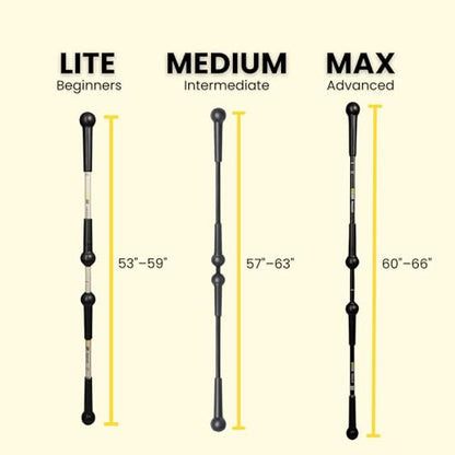 BendyBar Flexible Weighted Resistance Bar to Improve Joint Mobility, Core Strength & Balance, Adjustable Height - size: LITE