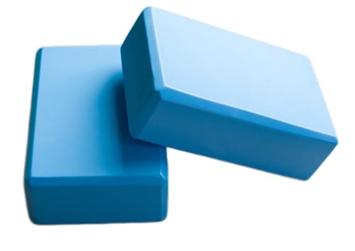 Yoga Block High Density EVA Foam Blocks 2 Packs 9"x6"x3" Each, Supportive, Lightweight with Beveled Edges for Yoga, Pilates, and Meditation - color: Blue