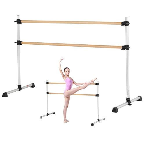 VEVOR Ballet Barre, Barre Bar for Home, Freestanding Portable Ballet Stretching Dance Bars, Height Adjustable Anti-Wobble Fitness Gym Studio Equipment