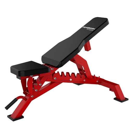 Strength Weight Bench 32 Adjustable Positions Training Benches - Heavy Duty Home Gym Equipment with 1300 LBS Weight Capacity Durable Steel Construction Incline Decline Bench for Full Body Workout - color: Red