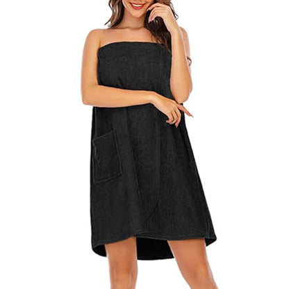 Borniu Towel Wrap for Women After Shower, Super Absorbent & Quick Dry Spa Sweat Steaming Bathrobes Lightweight With Pockets