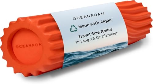 Ripple Travel Foam Roller (11" x 3.35") Firm Mini Foam Roller for Physical Therapy, Deep Tissue Massage, Back Pain - High Density, Ergonomic Wave Textured - Yoga, Pilates, Exercise (Orange) - color: Orange