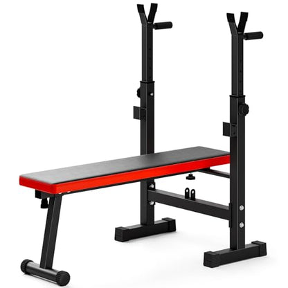 Benches Press Rack, Adjustable Weight Benches with Barbell Rack, Multi-Function Dip Station for Full Body Workout, Foldable Workout Benches for Home Gym, Weight Benches for Benches Press Sit
