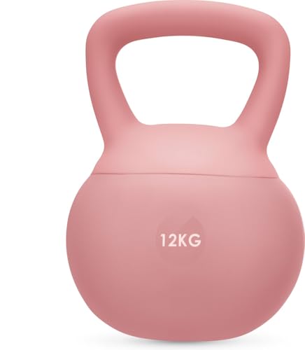 4kg Soft Kettlebell for Women, Non-Slip PVC Coated Home Fitness Weight for Pilates, Strength Training & Full-Body Workouts (Pink) - color: Rose, size: 12 kg