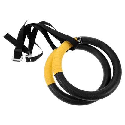 FRCOLOR Gymnastic Rings Pull up Rings Adjustable Large 0.5m Diameter with Straps for Home Gym Calisthenics Fitness Training and Bodyweight Exercises