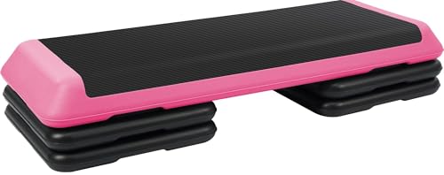 Step Aerobic Platform, Exercise Step with levels Adjustable Height, Stackable Risers, Fitness Training Workout Stepper for Home Gym, Cardio Strength, Multiple Size & Color - color: Pink, style: 43''x 16'' Step