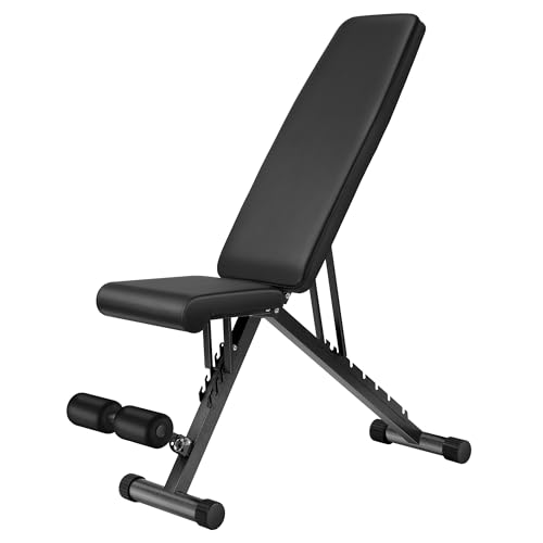 YouTen Adjustable Training Bench Incline Bench Folding Decline Bench Flat Bench Easy Angle Adjustment Compact Storage Adjustable Bench Press Strength Training Body-building apparatus