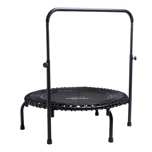 JumpSport 39" Fitness Trampoline and Handle Bar | Model 350i | Matte Black | Exercise Rebounder | 30 Adjustable Bungees | 275 lb Wt. Rating