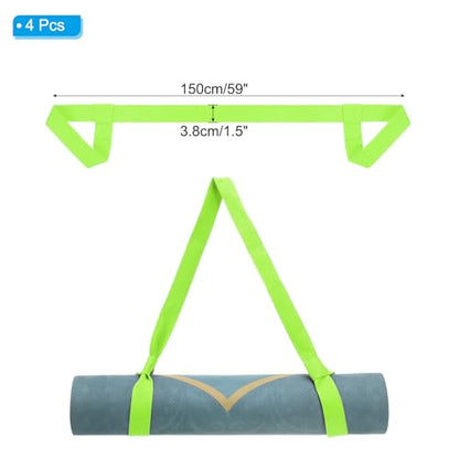 PATIKIL Yoga Mat Strap, Adjustable Yoga Mat Carrier Straps Sling Cotton Anti Slip Mat Holder Stretching Band - color: Lime Green