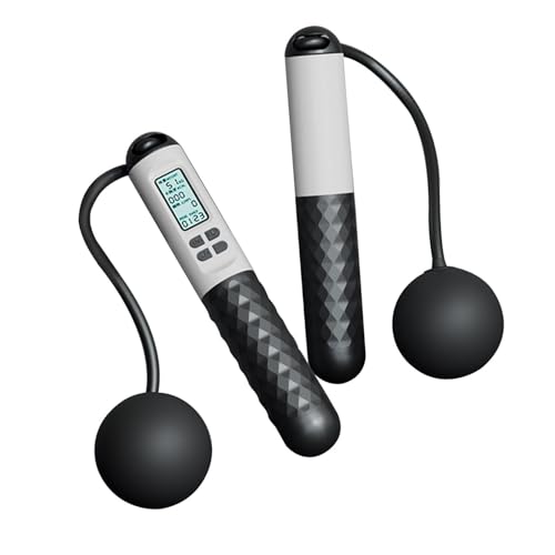 Rope Less Jump Rope Weighted - Digital Jump Counter Trainer, Ball Bearing Exercise Skipping System, Cordless Fitness Speed Jumper, Portable Calorie Workout Equipment For Men Women Cardio Training