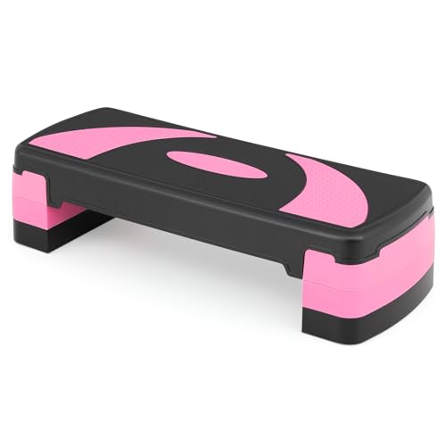 Aerobics Stepper Platform for Exercise Adjustable Compact Workout Step for Cardio, Core and Strength Training