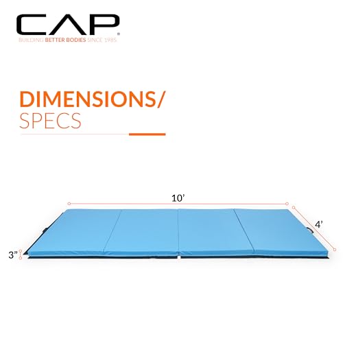 CAP Barbell All Purpose Folding Anti Tear Exercise Training Aerobic Fitness Gym & Gymnastics Balance Mat | Multiple colors - color: Blue, style: 10' x 4' x 3.0" Thick
