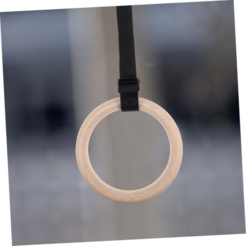 Hemoton Wooden Gymnastic Rings with Adjustable Straps Indoor Fitness Workout Gear for Strength Training Bodyweight Exercises and Enhanced Flexibility and Design for Home Use
