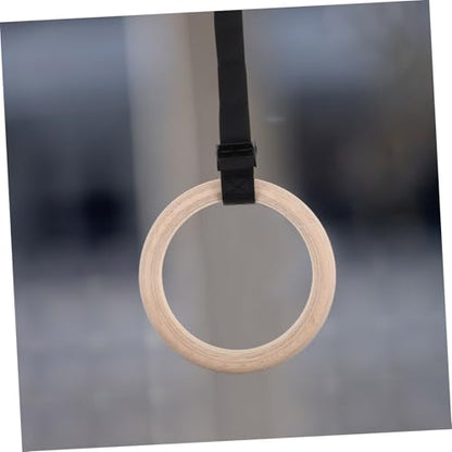 Hemoton Wooden Gymnastic Rings with Adjustable Straps Indoor Fitness Workout Gear for Strength Training Bodyweight Exercises and Enhanced Flexibility and Design for Home Use