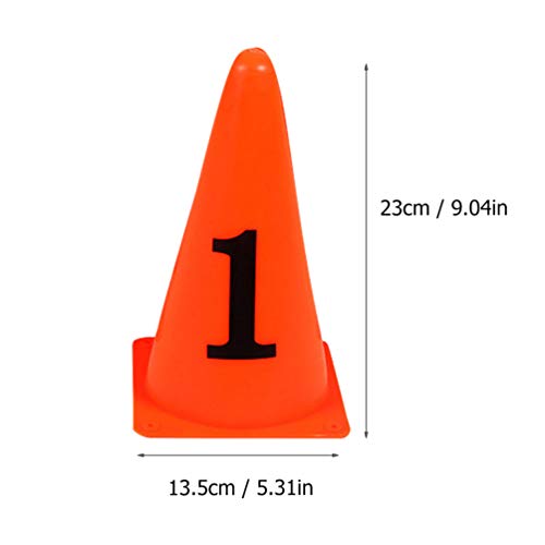 BESPORTBLE Numbered Cones 10PCS Plastic Training Traffic Cones Agility Field Marker Cones for Soccer Basketball Football Drills Training Outdoor Activity Or Events Pro Disc Cones
