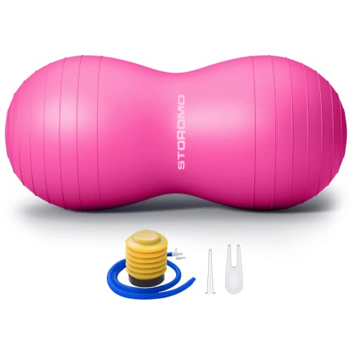 Anti-Burst Peanut Ball,Kids Active Wiggle Seat,for Labor, Therapy, Kids with ADHD – Eco-Friendly Birth Ball for Pregnancy, Physical Therapy & Exercise– with Pump - color: Pink, size: 23.6x11.8 inch (60x30cm)