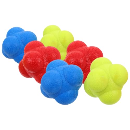 POPETPOP 6Pcs Hexagon Reaction Balls Hand-Eye Coordination Training Indoor Agility Sports Balls for and Adults Reflex and Speed Exercise