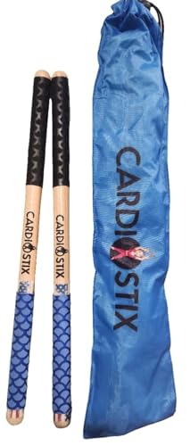 CardioStix 8.5oz Bundle Highest-Weighted Double Grip(1 PAIR) Premium American Hickory Wood Cardio Drum Sticks | Drumming, Fitness, Aerobic Class, Exercises - color: American Flag with Bag
