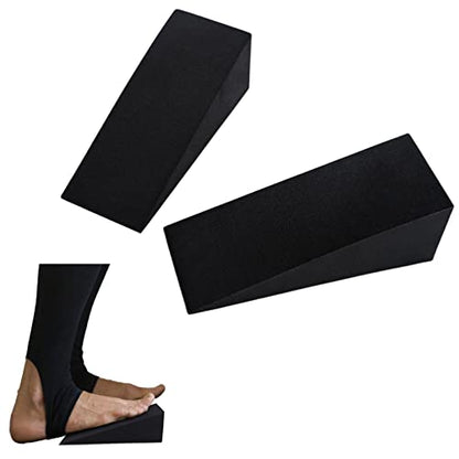 Chenfly Slant Board, Stretcher Wedge for Calf and Ankle Stretch, Non Slip Stretch Board Home Office, Additional Side Handle Portability, Black 15 X 6 X 5 Cm (1 Pair)