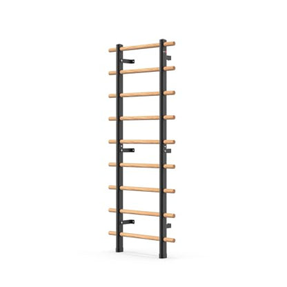 DHT Wood Stall Bar, Swedish Ladder Suspension Trainer with 9 Strategic Rods, for Home, Gym, School and Clinics, Black - color: WA2