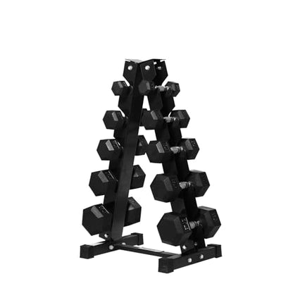 RitFit Rubber Hex Dumbbell Set with Storage Weight Rack - style: 180 LBS (5-35LB)