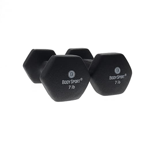 Body Sport Neoprene Dumbbell Weight - Latex-Free, Strength Training Equipment for Home Fitness & Gym Workouts - size: 7 pounds