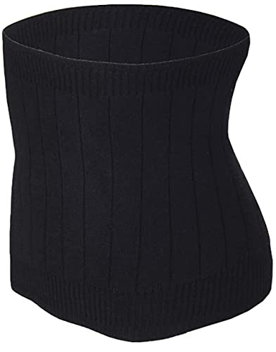 Thermal Cashmere Knit Lumbar Warmer Lower Back Support Belt Brace Stomach Kidney Warmer Abdominal Binder Belly Wrap - color: Black, size: M suggest 50-60KG